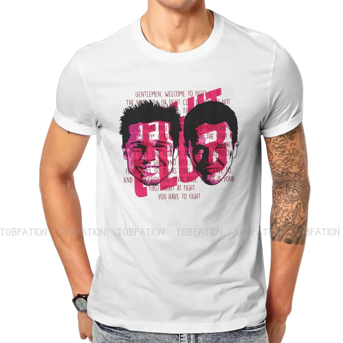

Tyler and Jack Quote TShirt For Male Fight Club The Narrator Film Camisetas Fashion T Shirt Homme Print Loose