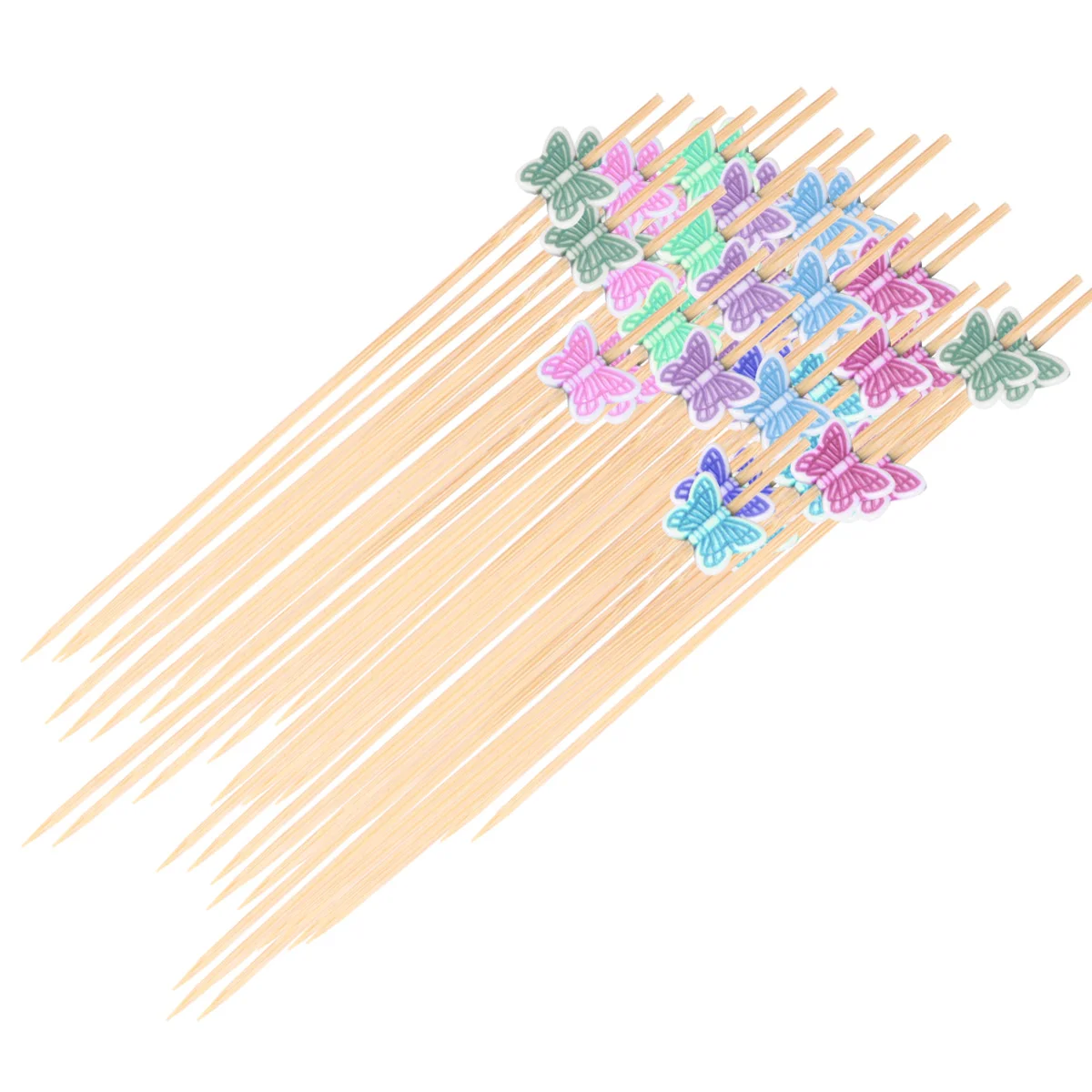 

200PCS Fruit Picks Disposable Butterflies Decoration Picks Beaded Fruit Sticks