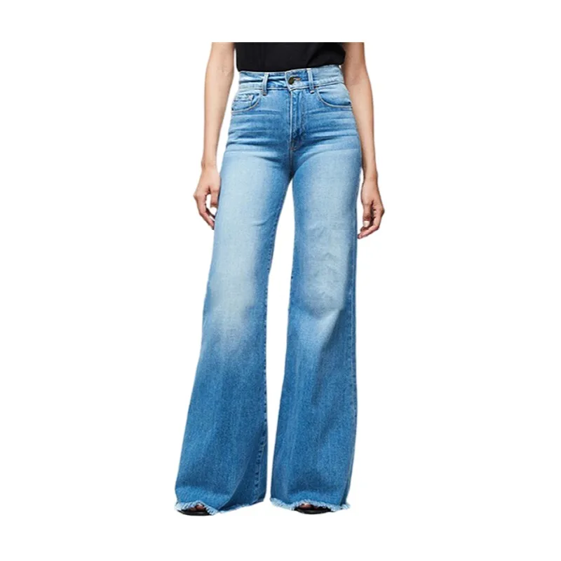 

Women Wide Leg Jeans High Waist Plus Size Ladies Jeans Slimming Fit Flared Denim Pants Female Streetwear Tassel Trousers 6125
