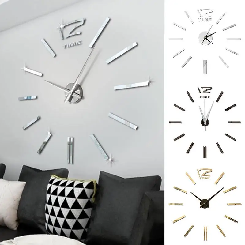 

Fashion Antique Mini DIY Mirror Surface Clock Sticker Mute Wall Clock 3D Wall Watch Living Room Home Office Decor Gifts.