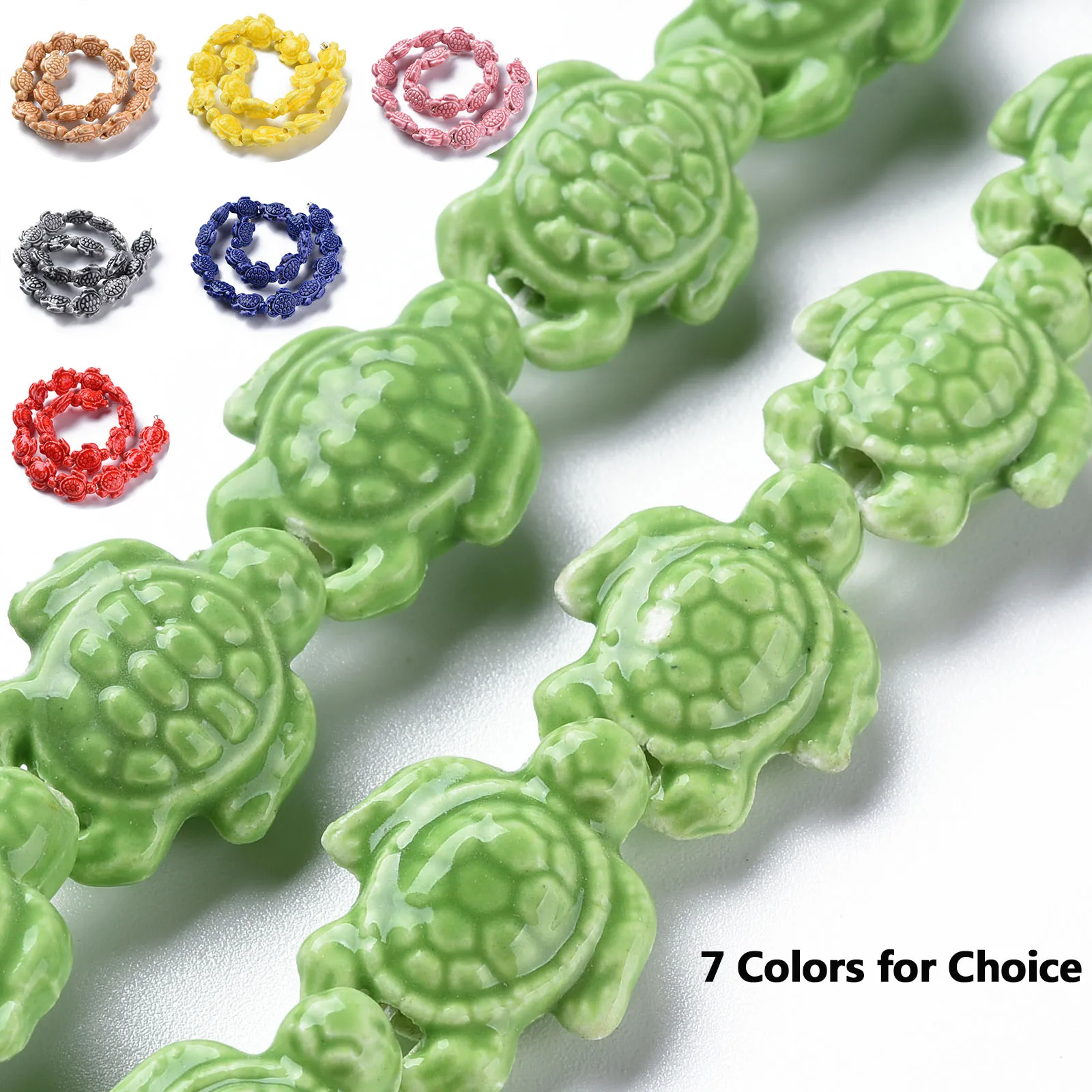 

17Pcs Tortoise Handmade Porcelain Ceramic Beads Strand Colored Jewelry Bead Findings Necklace Bracelet Earring Charms DIY Making