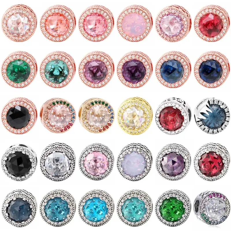 

Multicolor Rose Gold Openwork Radiant Hearts With Crystal Bead 925 Sterling Silver Charm Fit Europe Bracelet Diy Jewelry
