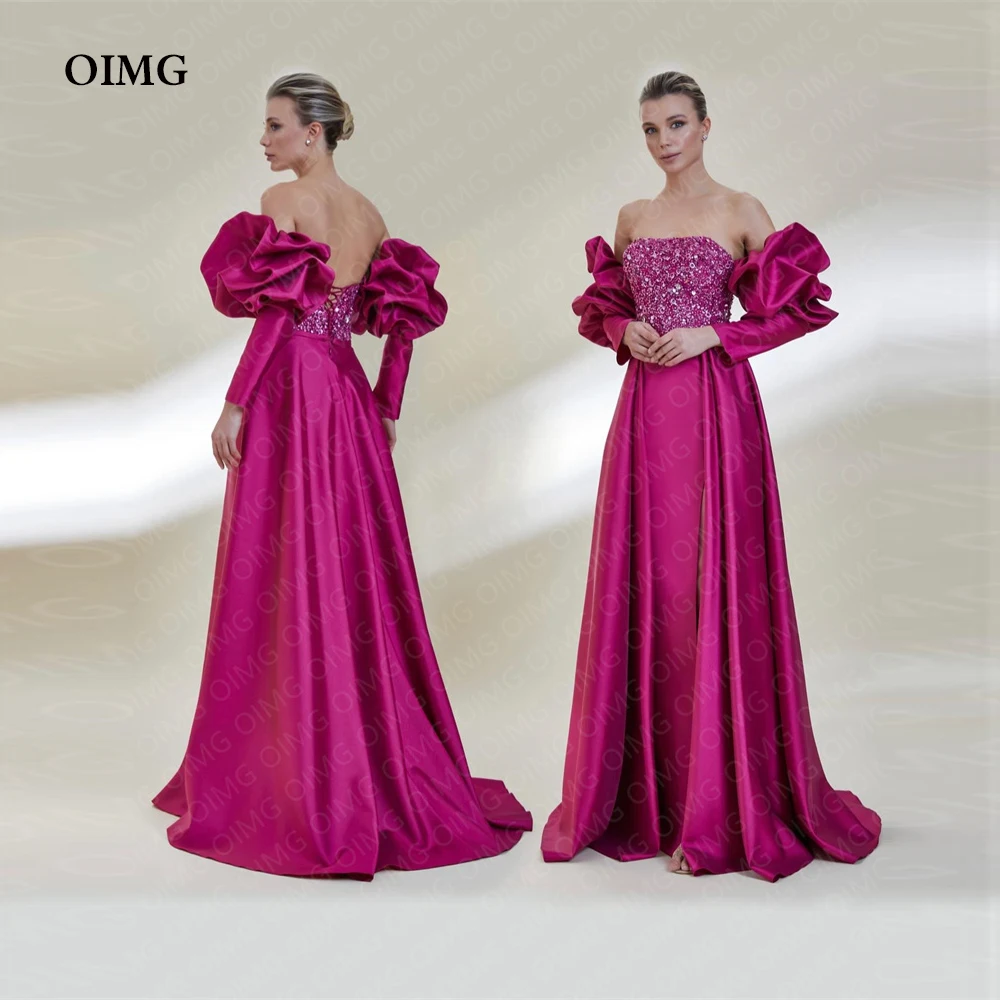 

Атласные Длинные вечерние платья OIMG Fushchai без рукавов с блестками без бретелек трапециевидного силуэта для Саудовской Аравии женское официальное платье для выпускного вечера