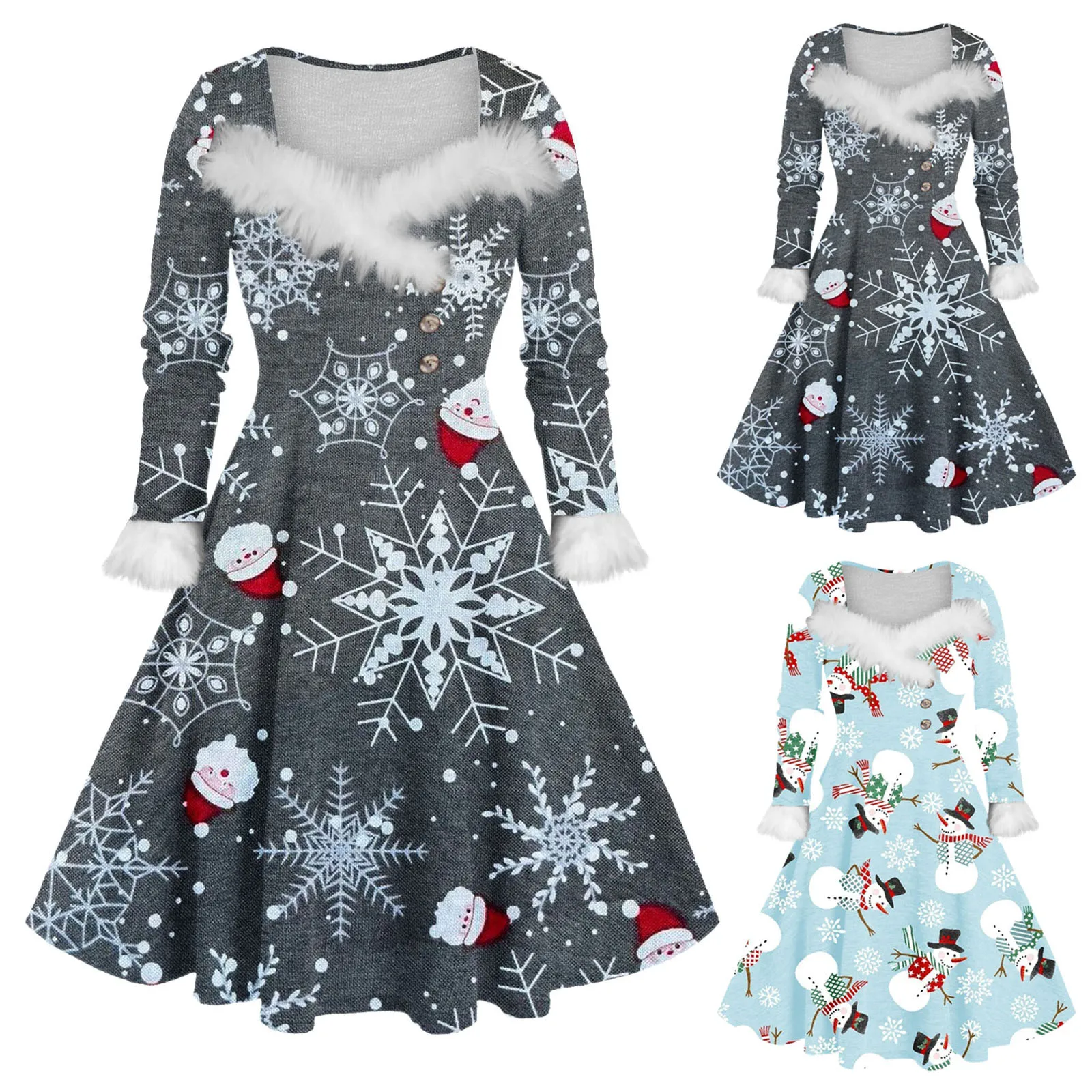 

Christmas Womens Fashion Long Sleeve Dress h Neckline Cocktail Sleeveless Summer Dresses for Women Office Dress for Women