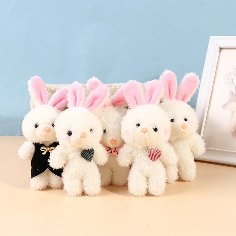 

WOADA NEW 1pcs Cute Love Blush Little White Rabbit Soft Cotton Animal Plush Stuffed Toy KeyChai