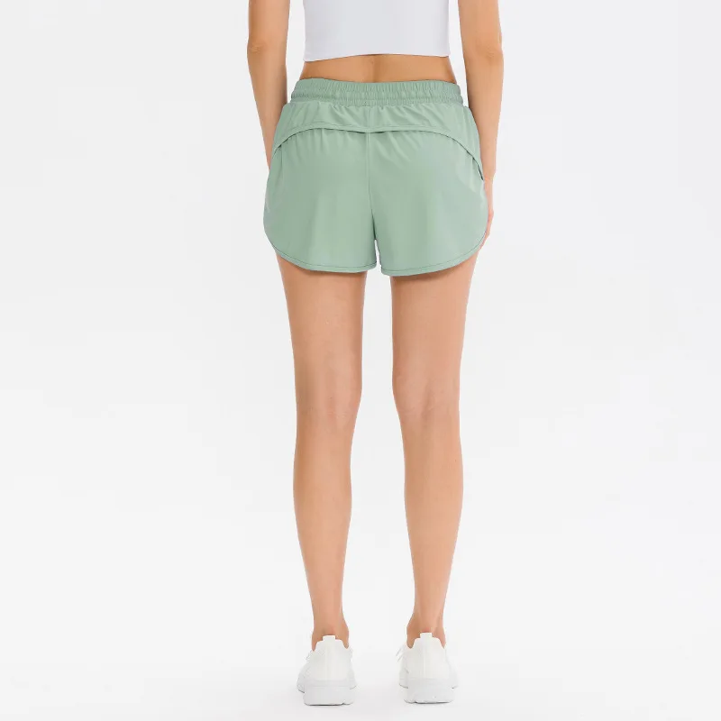 Lulu Yoga Fake Two-piece Shorts Women's Cycling Quick Dry Breathable Loose Fitness Running Sweatpants With Pocket Gym Sportswear