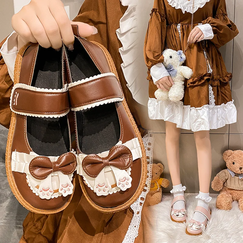 2022 New Lovely Lolita Shoes Animal Prints Girls Loafers Wom