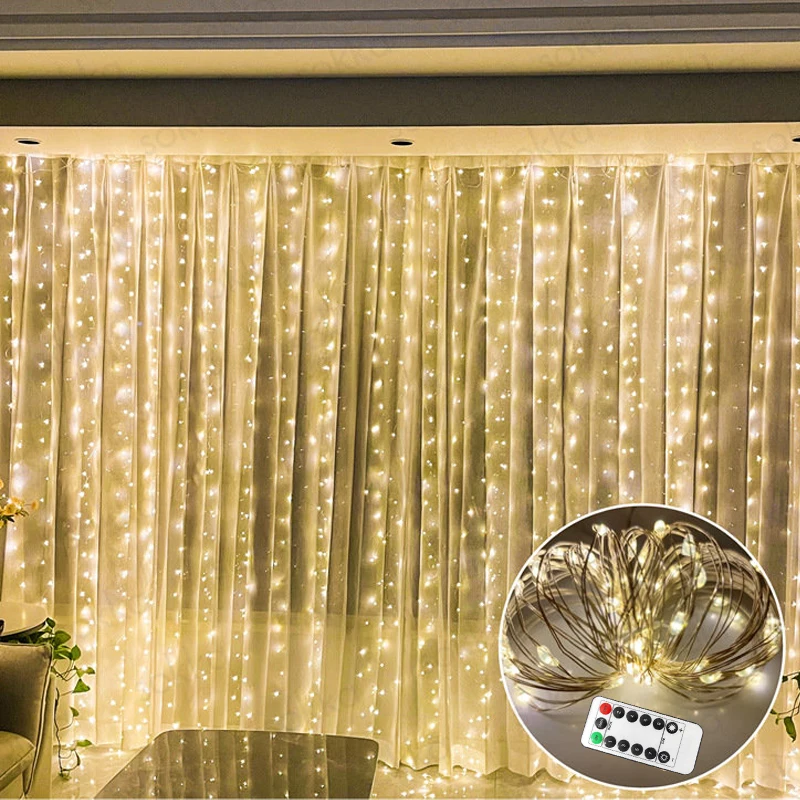 

LED Curtain Lights USB Remote Control Fairy String Lights Outdoor Home Bedroom Christmas Garland Decoration Party Led Light