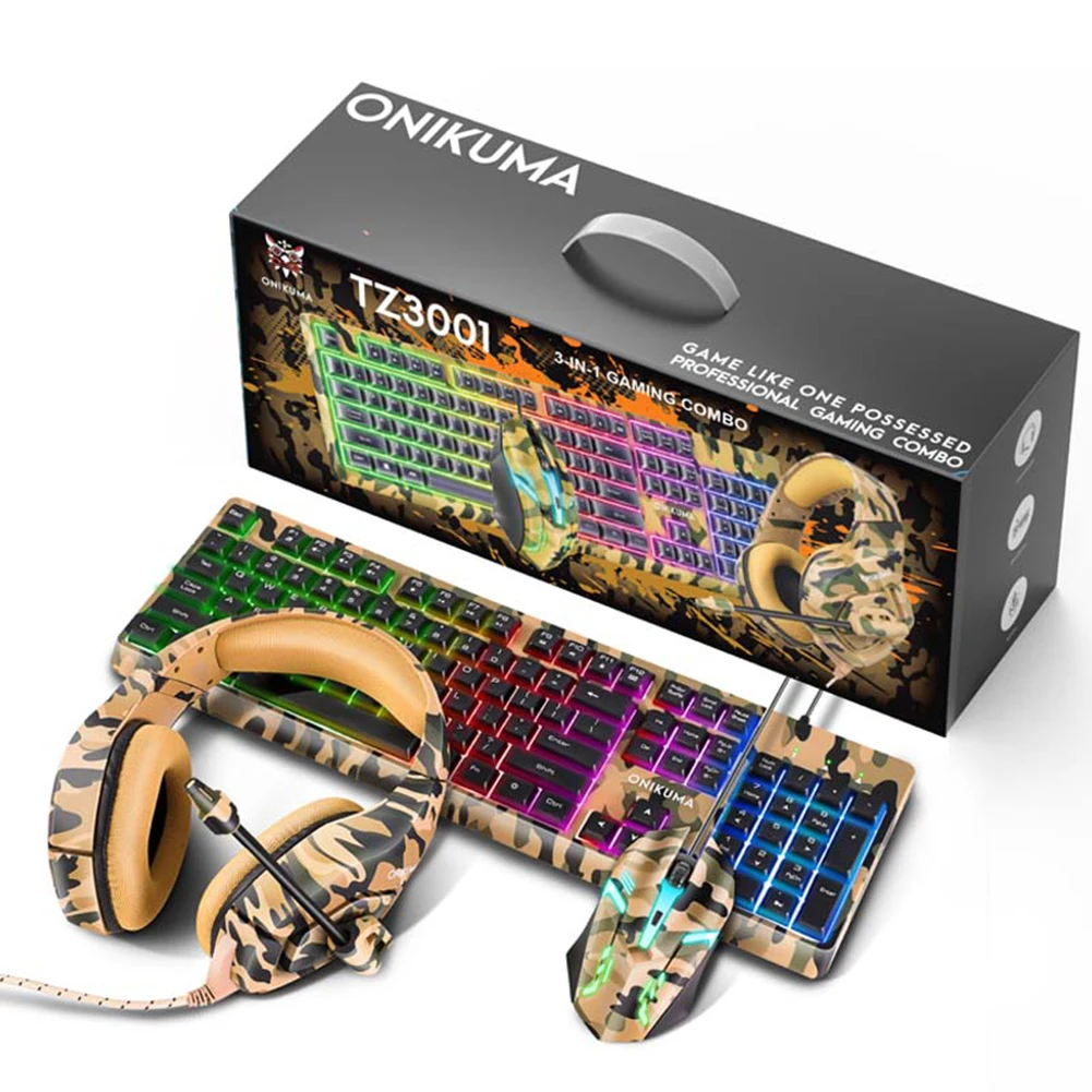 Keyboard Mouse Headset Combo Three Piece Set Gamer DPI Adjustable Mouse Gamer Computer Keyboard Headset with Microphone