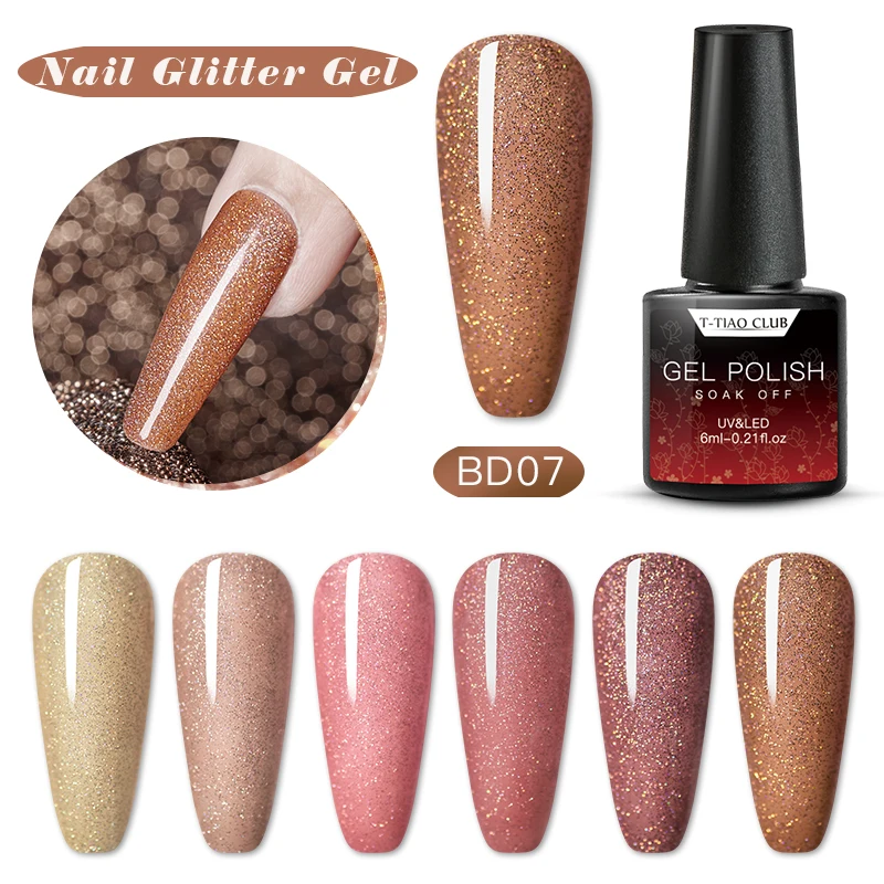 

[Clearance Sale] 6ml Glitter Nail Glitter Gel Sparkly Sequins UV LED Soak Off Varnish For Manicure Semi Permanent Nail Art