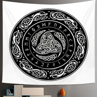 viking raven wall decor tapestry mysterious viking meditation psychedelic runes wall hanging mandala tapestry background ceiling