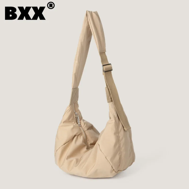 

[BXX] Women's Niche Design Cool Nylon Cotton Single Shoulder Package With Simple Texture And Large Capacity Crossbody Bag 8CY463