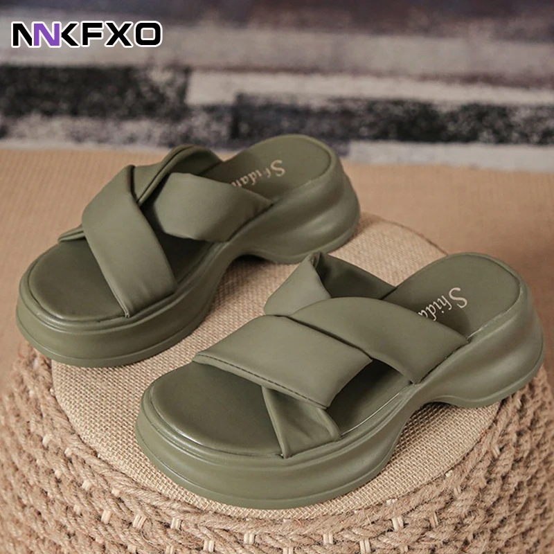 

2023 New Women Slippers Summer Shoes Flats Sandals Trend Rome Wedges Flip Flops Ladies Shoes Beach Causal Fashion Slides vc6264