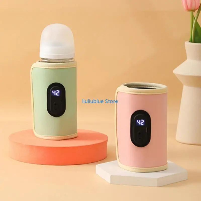 Фото Рукав для детской бутылочки для кормления с цифровым дисплеем, портативный подогреватель для бутылочек с молоком, крышка с 62CF №4