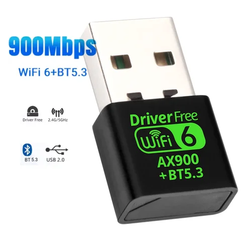 WiFi 6 AX900 Bluetooth-совместимый 5,3 Wi-Fi USB-адаптер Беспроводная сетевая карта 2,4 ГГц и 5 ГГц Wi-Fi Прием USB для ПК/ноутбука Win10/11