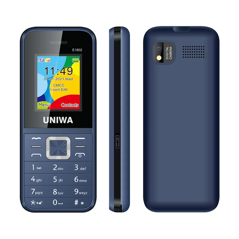 UNIWA E1802 GSM Cellphone 1800mAh Long Standby Wireless FM 1.77 Inch Senior Elder Telephone 2G Push Button Dual SIM Card Phone