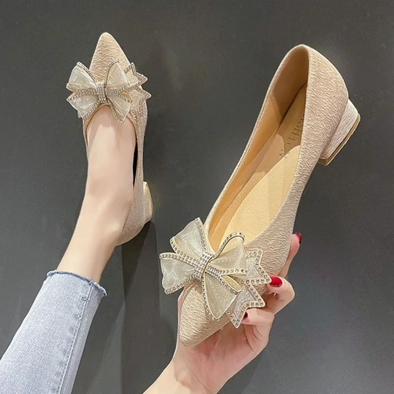 

2023 summer new rhinester butterfly wedding shoes single shoe pointed everything high heel bridesmaid women shoes