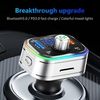 fm transmitter bluetooth audio handfree receiver for car dual usb fast charger mp3 player colorful lights pd 3 0 car accessories