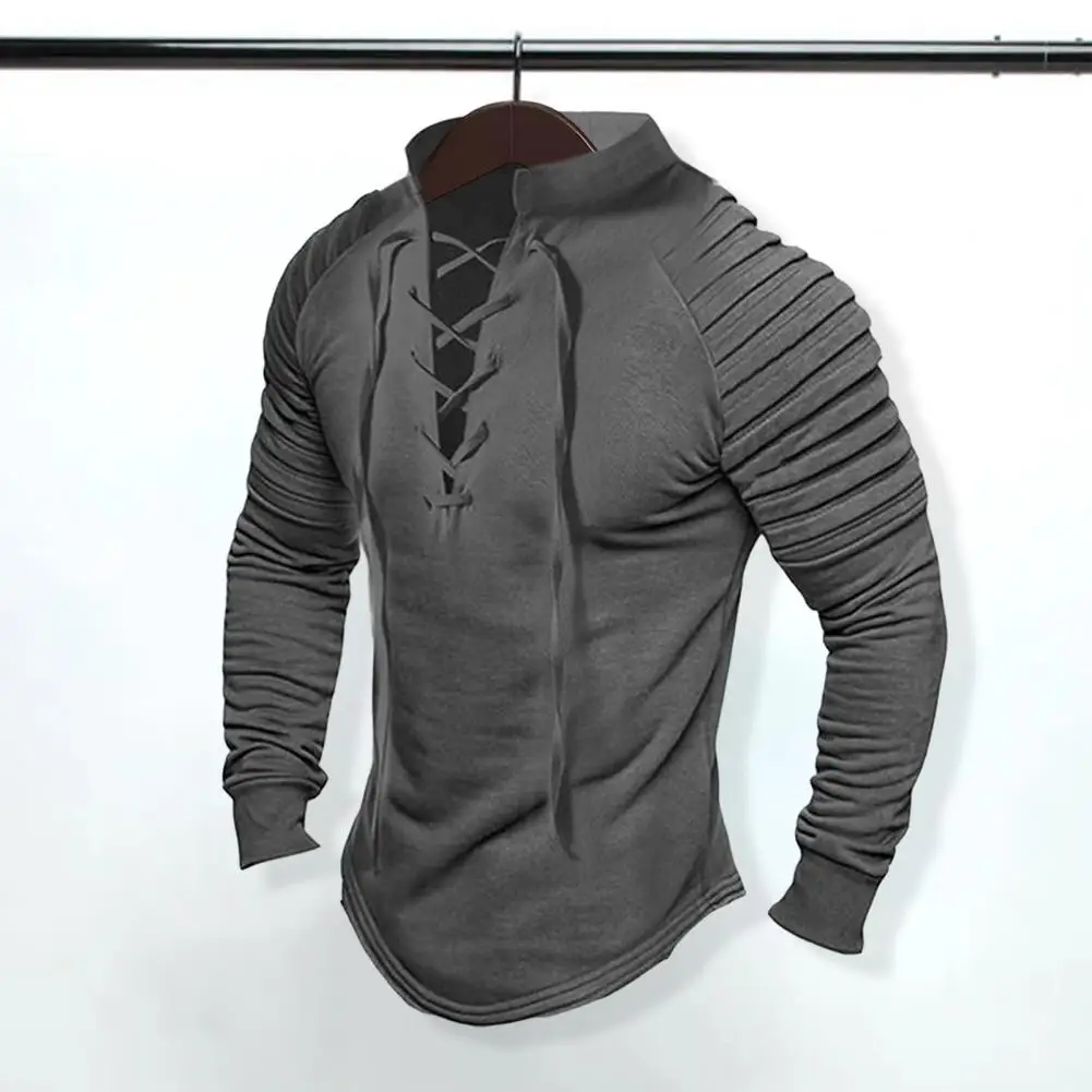 

Medieval Shirts Men Tunic Pirate Costume Gothic Clothes Men Vintage Shirt Ruffle Neckline Drawstring Knight Cosplay Halloween