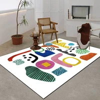 nordic abstract geometric colorful blocks cartoon imitation cashmere rug bedroom anti slip floor mat living room big fluffy mat