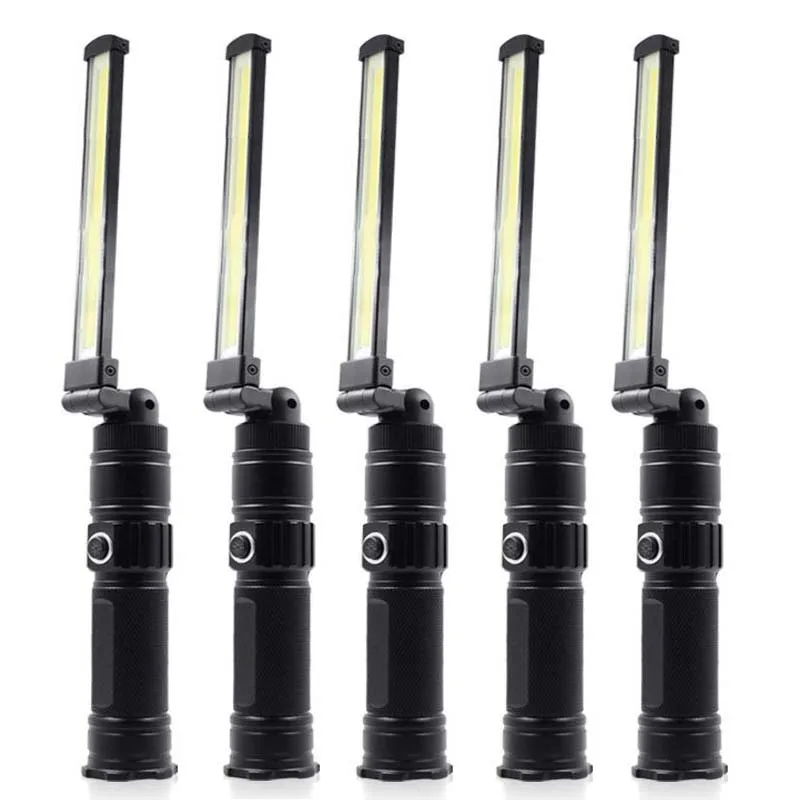 

1/2/5Pcs COB LED Flashlight USB Rechargeable Waterproof Work Light Magnetic Folding Night Lighting Camping Torch Without Battery