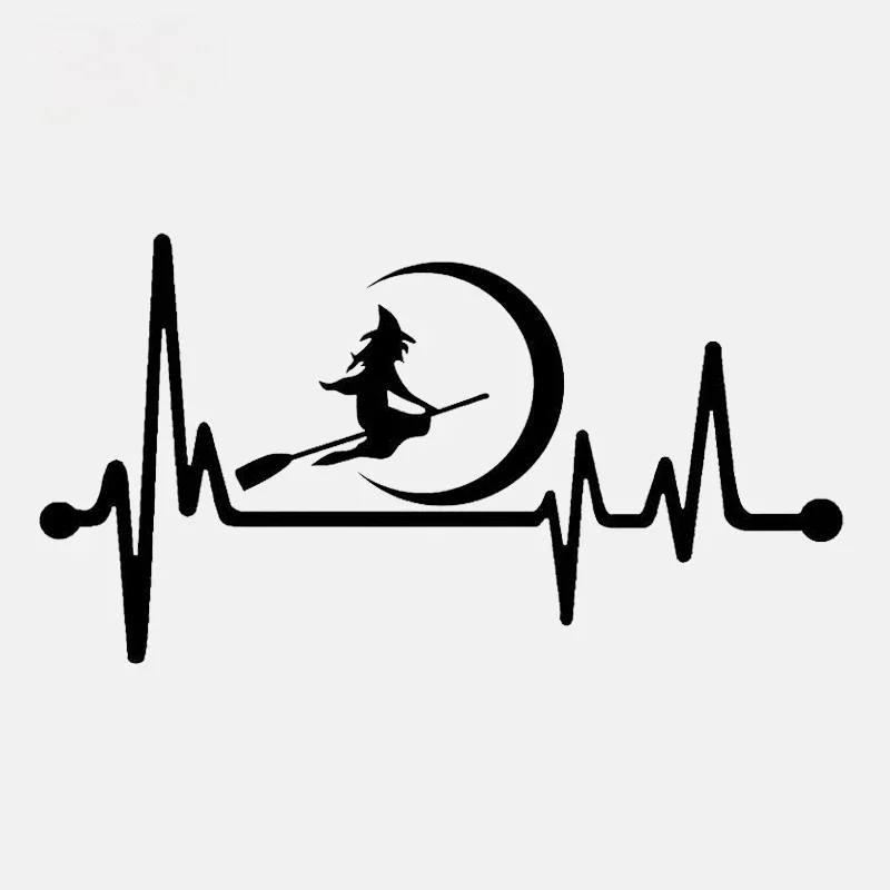 

Персонализированные автомобильные наклейки ведьма Луна метла сердцебиение виниловые водонепроницаемые солнцезащитные автомобильные наклейки