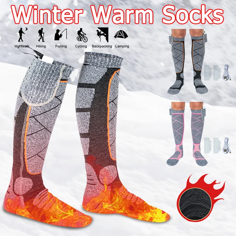 

Electric Cycling Socks 3.7v Battery Foot Warm Socks Elastic Comfortable 3 Modes Adjustable for Fishing Camping for Hiking Skiing