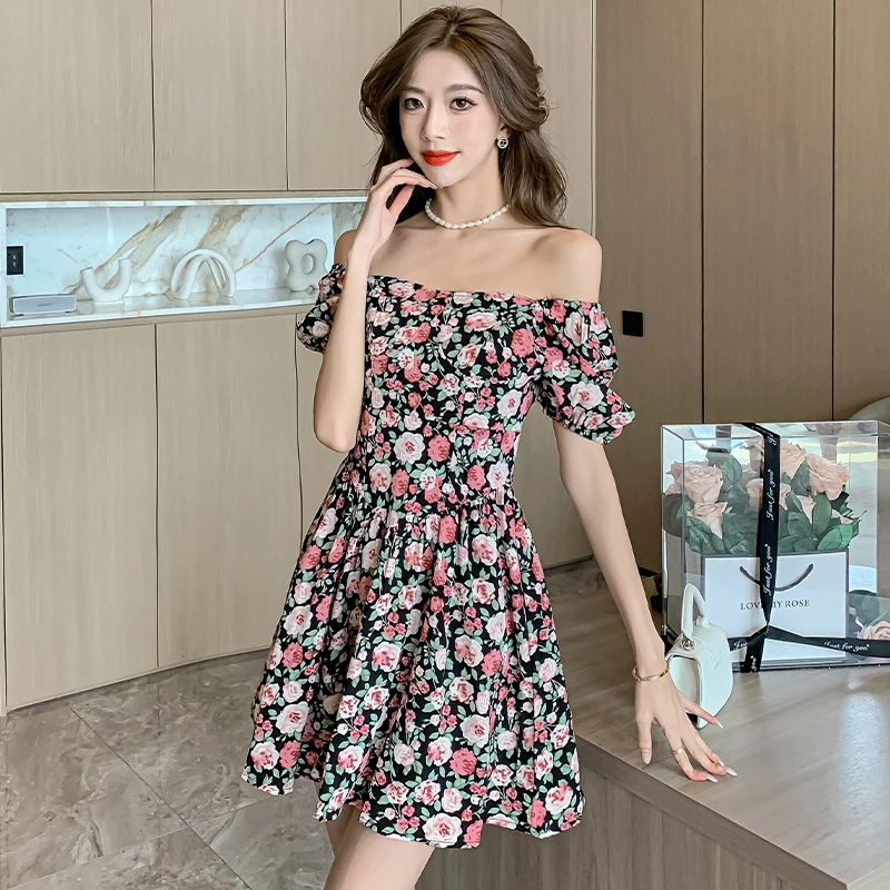 Платье-миди с квадратным вырезом ТРАПЕЦИЕВИДНОЕ короткое модное цельнокроеное