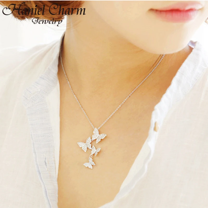 

Очаровательные сверкающие ожерелья с бабочкой из стерлингового серебра 925 пробы с цирконом и серьгами в комплекте женский подарок ожерелье...