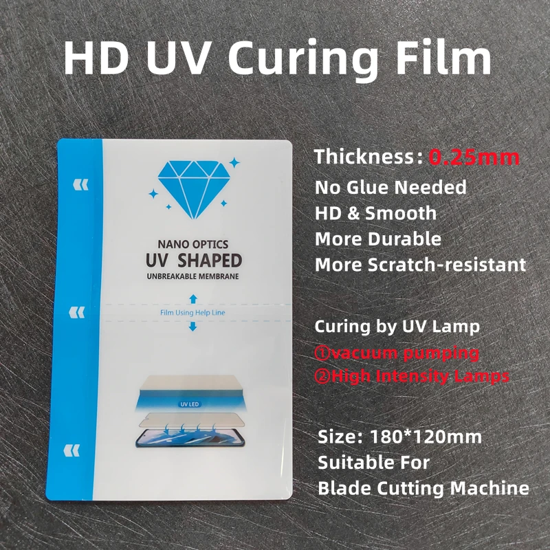 50pcs HD UV Curing Film For Cutting Machine Plottter Flexible UV-Optics Film For iPhone Curved Screen Protector Without Cut Time
