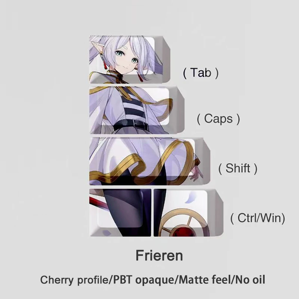 Фото Колпачки для клавиш VALORANT Frieren Sword Art Online, колпачки для ключей Tab Shift Ctrl Win, колпачки для клавиш Elaina Cherry Profile PBT Dye Subbed Anime №2