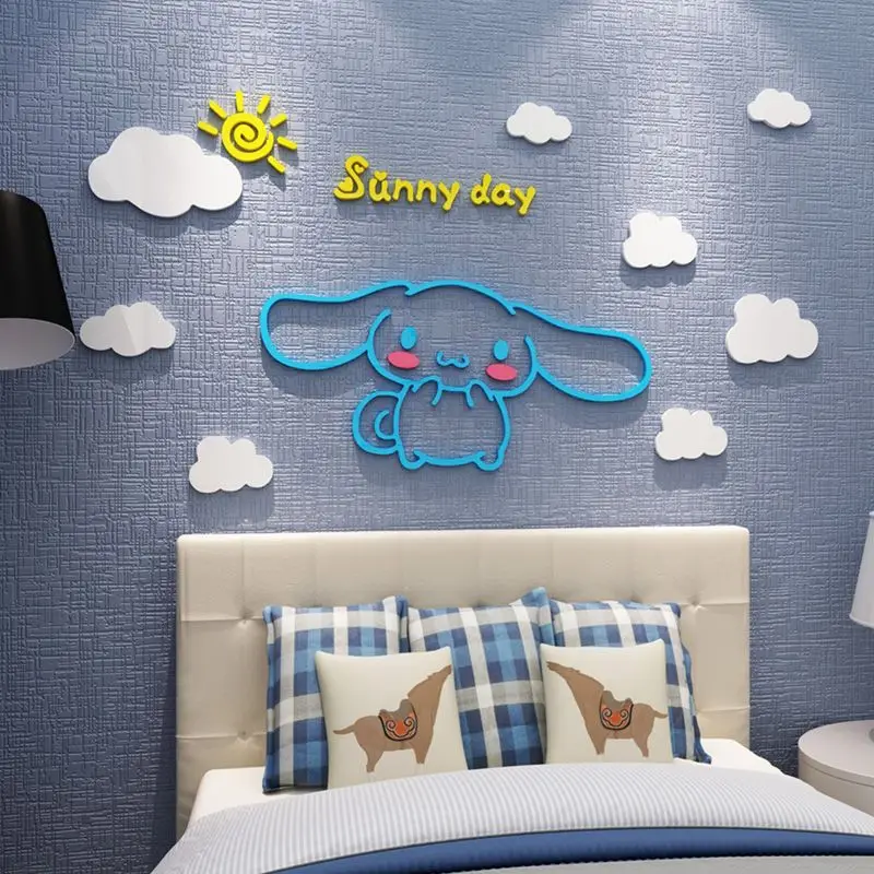 

Kawaii Sanrio Cinnamoroll Cute Warm Background Stickers Bedroom Bedside Creative Wall Stickers Net Red Room Layout Decoration