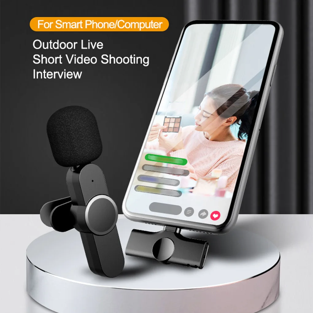 

Wireless Lavalier Microphone Portable Mini Mic for iPhone for Android Live Broadcast Pickup Portable Mobile Collar Mic
