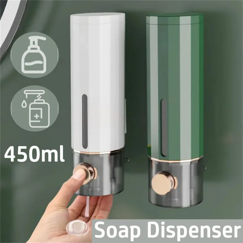 

450ml Manual Soap Dispenser Wall Mounted Shampoo Bath Gel Hand Soap Container Family Hotel Liquid Dispenser Bathroom Accessories