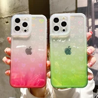 colorful glitter love heart laser phone case for iphone 13 pro max 12 11 x xs xr 7 8 plus transparent soft shockproof back cover