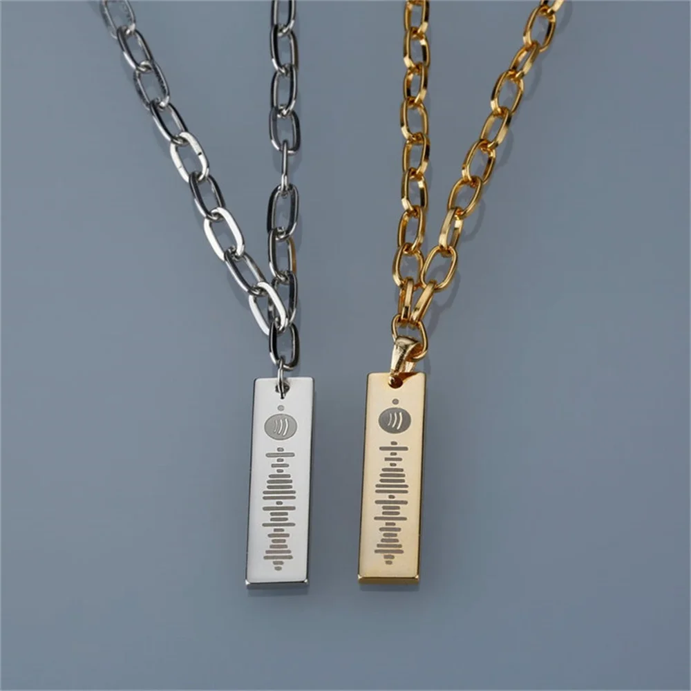 Personalized Necklace Music Spotify Scan Code Female Male Stainless Steel Necklace Custom Laser Engraving Spotify Code Jewelry