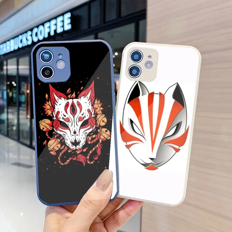 

Японский чехол Kitsune для телефона IPhone 14 13 12 11 Pro Max X XR XS 8 7 Plus чехол для телефона из жидкого стекла