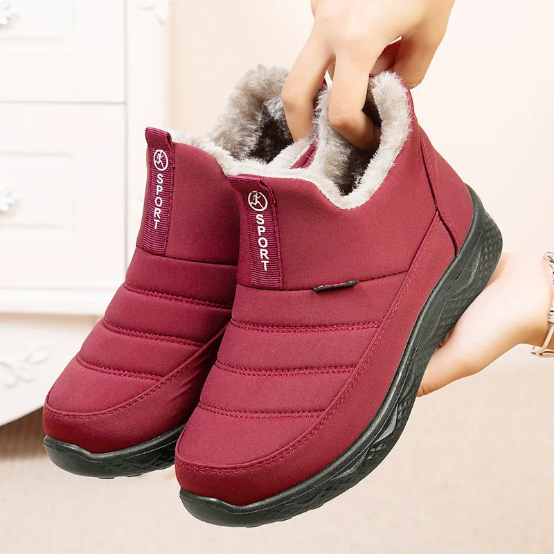 

Winter Cotton Shoes Women New Style Plush Warm Couple Shoes Unisex Thick Snow Boots Men Round Toe Comfort Ankle Booties 36-44