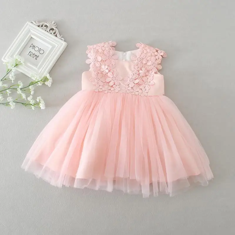 

Summer Girls Infant Flowers Lace Fluffy Dress Baby Clothes Ball Gown For Kids Children's Princess Dresses Cute Sweet Solid Color