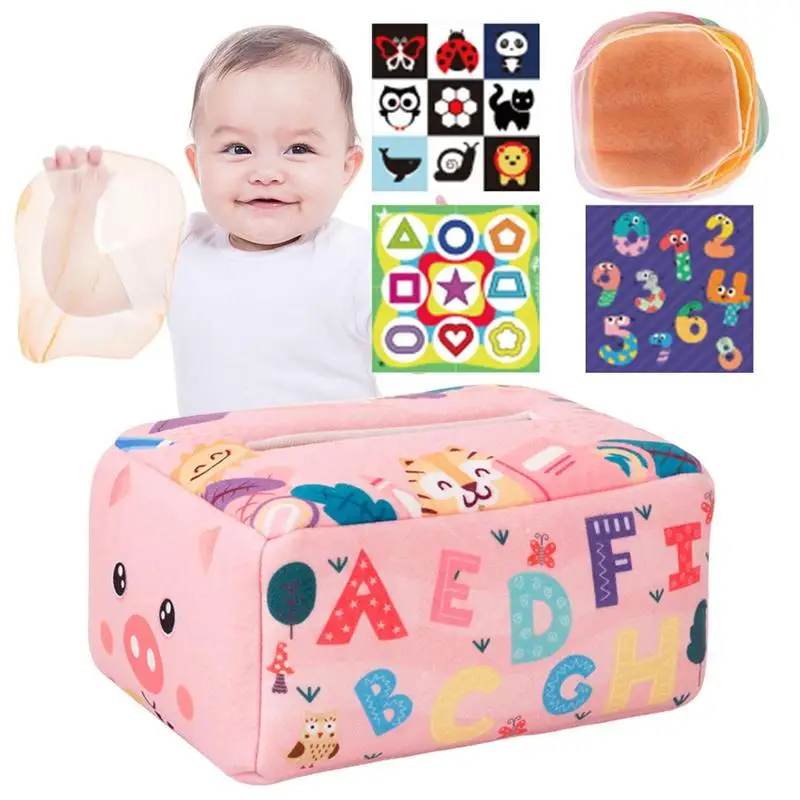 

Коробка для детских салфеток Монтессори, игрушки для младенцев, обучающая сенсорная игрушка для детей, упражнение пальцев, Веселая детская игрушка