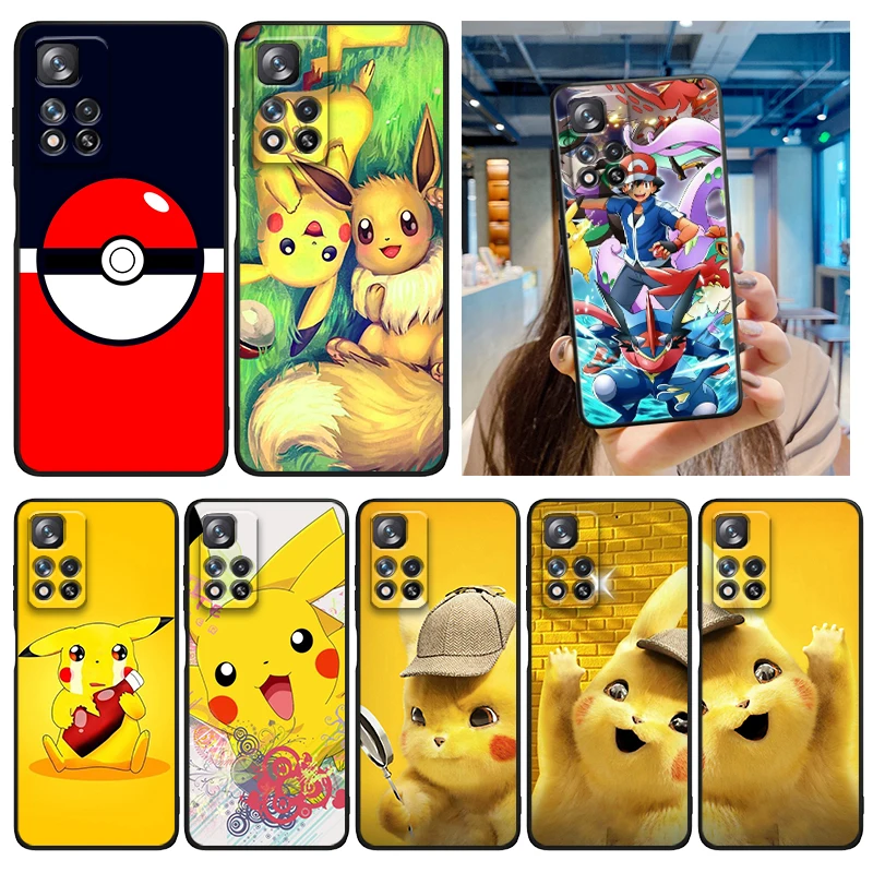 

Pokemon Pikachu Cartoon Phone Case For Xiaomi Redmi Note 12 11E 11S 11 11T 10 10S 9 9T 9S 8 8T Pro Plus 5G Soft Black Cover