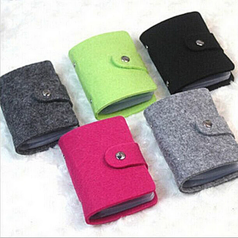 

ID Credit Bank Card Holder Wallet Wool Felt Men 24 Cards Mini Small Money Wallets Case Retro Slim Bus Card Holder Card Bags