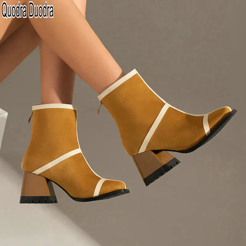 

Женские ботильоны на молнии, с квадратным носком, на высоком каблуке