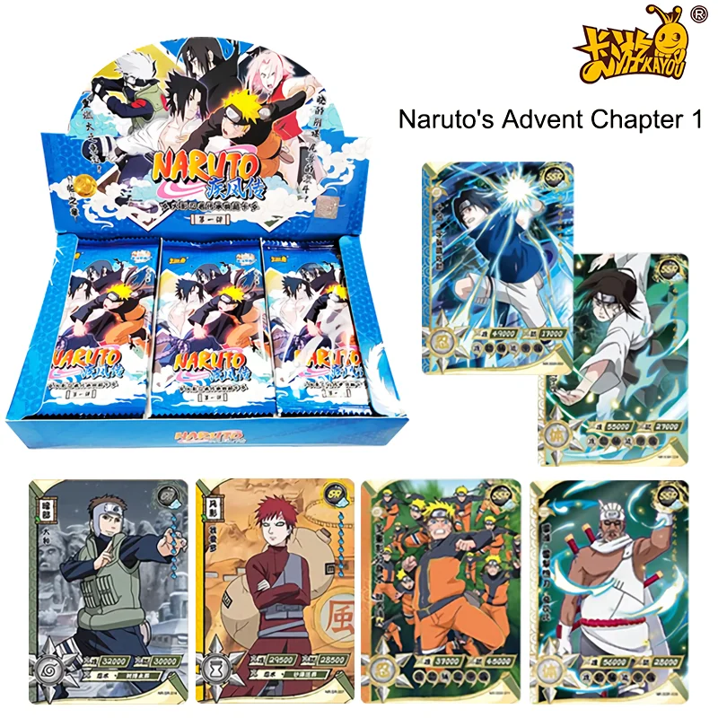 

KAYOU Original Naruto Cards Box Anime Hero Battle Board Game SSR UR Uchiha Sasuke Kakashi Rare Toy Collection Card For Kids Gift
