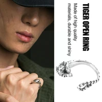2022 vintage gothic tiger ring opening adjustable punk rings silver souvenir jewery gift for women men dropshipping q9o2