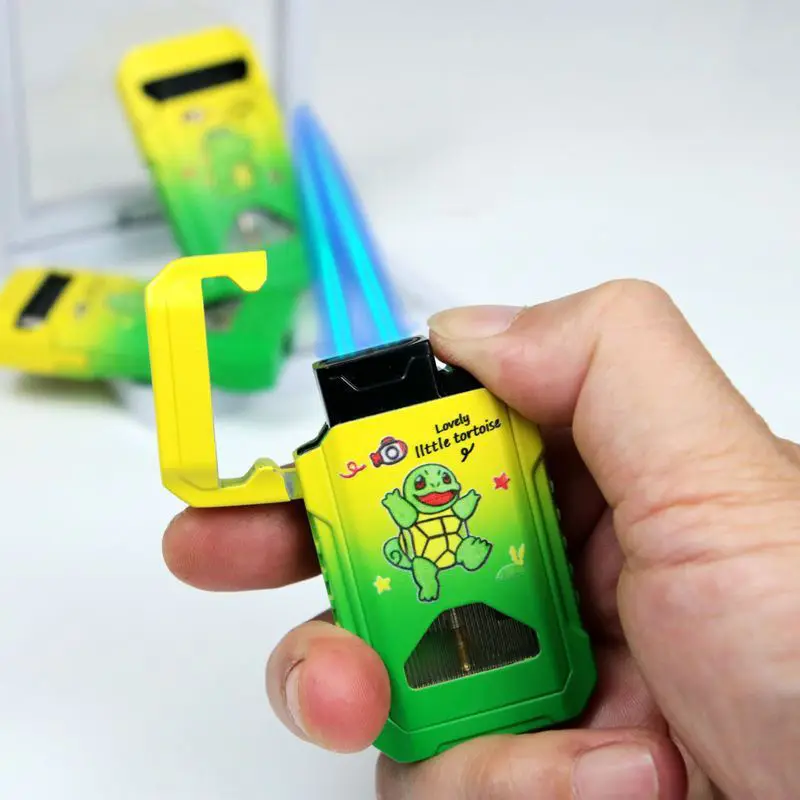 

Double Fire Visible Gas Turtle Dinosaur Crocodile Green Lighter Cigarette Butane Gas Jet Lighter Refill Free Shipping