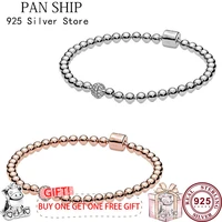 authentic s925 sterling silver sparkle beaded bracelet for women diy jewelry original charm