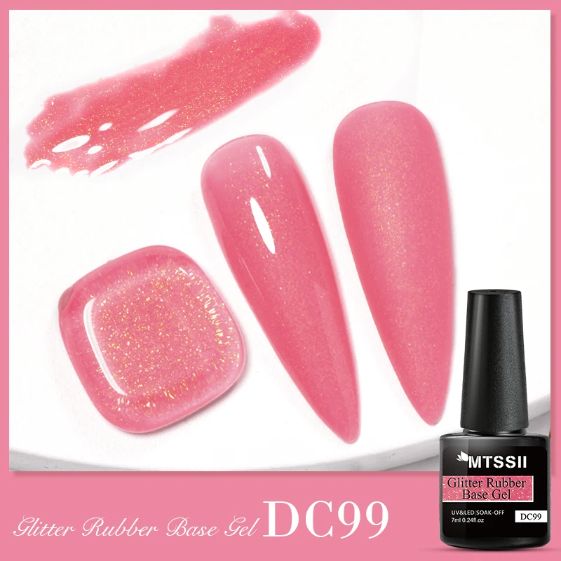 

Mtssii 7ml Red Glitter Rubber Base Gel Polish Milky Jelly White Pink Soak Off UV LED Self-leveling Gel Varnish Manicure