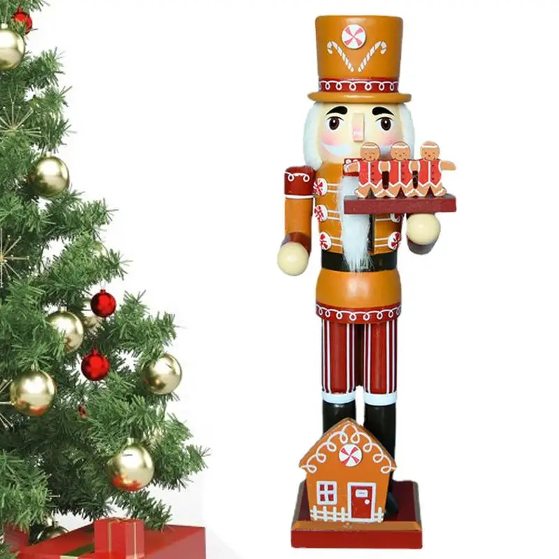 

Nutcracker with Gingerbread Christmas Decor Handmade Wooden Mini Drummer Soldier for Winter Tabletop Christmas Decorations