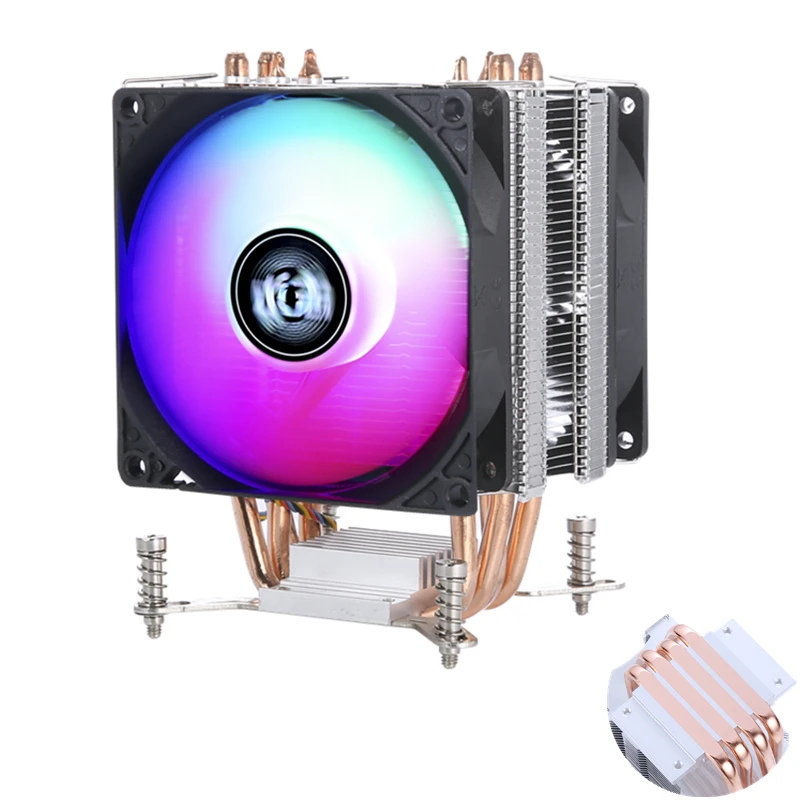 CPU Cooler 4 Heat Pipes Copper Tube 3/4Pin PWM PC Quiet For 